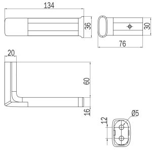 Inda Claire A71250NE omkeerbare rolhouder mat zwart