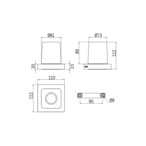 Inda Divo A15100GB03 bekerhouder helder glas geborsteld goud