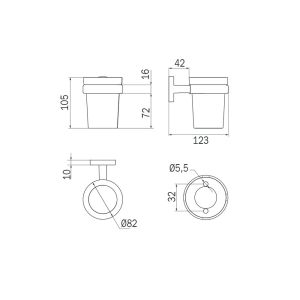 Inda Gealuna A1010ANE03 bekerhouder transparant helder glas/ mat zwart