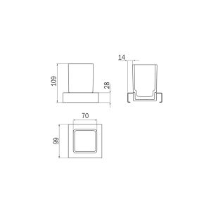Inda Indissima A8810NNE21 glazen module 100mm mat zwart/ gesatineerd glas