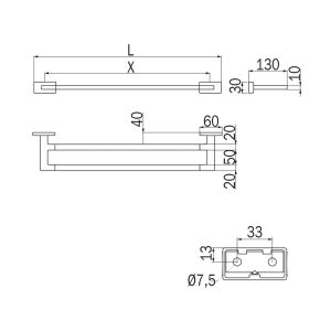 Inda Lea A1819BMB handdoekhouder 510mm geborsteld gun metal