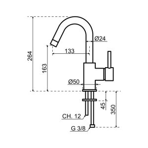 Lanesto Kiruna 253717 wastafelkraan hoog met gladde body titanium (OUTLET)