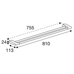 Pressalit Style PR10560 handdoekhouder dubbel 81cm geborsteld staal
