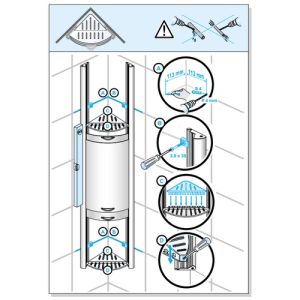 Duscholux Showerbox 950.818040.070 opbergkastje mat zilver, met 4 schuifelementen 2x wit en 2x grijs, 113cm