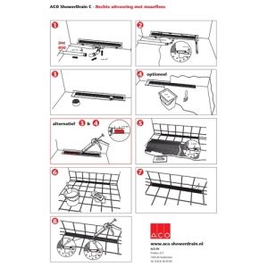 ACO ShowerDrain C 408760 douchegoot met muurflens 98,5cm zijuitloop