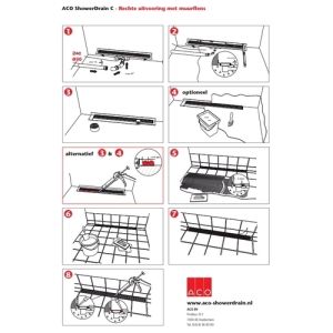 ACO ShowerDrain C 408765 douchegoot met muurflens 78,5cm zijuitloop