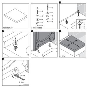 Duravit Vero 1004040000 scharnierset en softclose cilinder voor toiletzitting Vero 006769
