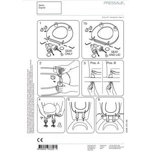 Pressalit Dania T9801 scharnier met doorlopende pen, 100mm verhoogd