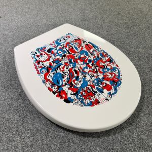 Pressalit Calmo 556000-BZ5999 toiletzitting met deksel wit met motief (OUTLET)