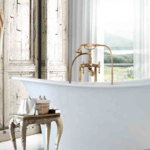 Fima Carlo Frattini Epoque F50544OR vrijstaande badkraan 2-greeps met garnituur goud