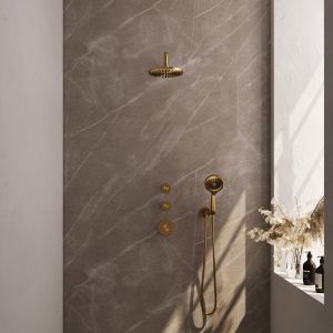 Brauer Carving 5-GG-105 thermostatische inbouw regendouche SET 09 goud geborsteld PVD