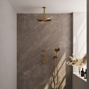 Brauer Carving 5-GG-108 thermostatische inbouw regendouche SET 12 goud geborsteld PVD