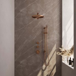 Brauer Carving 5-GK-110 thermostatische inbouw regendouche SET 14 koper geborsteld PVD