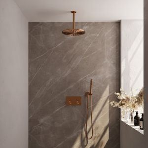 Brauer Carving 5-GK-189 thermostatische inbouw regendouche met drukknoppen SET 54 koper geborsteld PVD