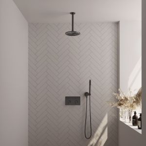 Brauer Carving 5-GM-188 thermostatische inbouw regendouche met drukknoppen SET 53 gunmetal geborsteld PVD