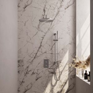 Brauer Carving 5-NG-136 thermostatische inbouw regendouche 3-weg omstelling SET 40 RVS geborsteld PVD