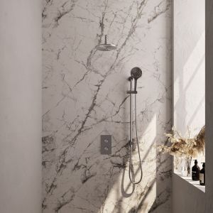 Brauer Carving 5-NG-141 thermostatische inbouw regendouche 3-weg omstelling SET 45 RVS geborsteld PVD