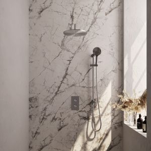 Brauer Carving 5-NG-142 thermostatische inbouw regendouche 3-weg omstelling SET 46 RVS geborsteld PVD