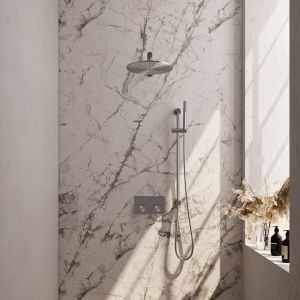 Brauer Carving 5-NG-197 thermostatische inbouw regendouche met drukknoppen SET 62 RVS geborsteld PVD