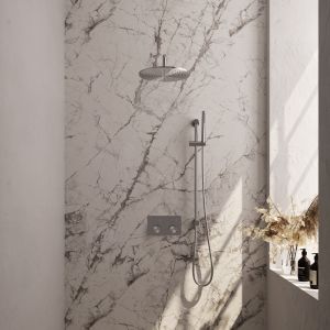 Brauer Carving 5-NG-199 thermostatische inbouw regendouche met drukknoppen SET 64 RVS geborsteld PVD