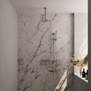 Brauer Carving 5-NG-200 thermostatische inbouw regendouche met drukknoppen SET 65 RVS geborsteld PVD