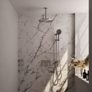 Brauer Carving 5-NG-207 thermostatische inbouw regendouche met drukknoppen SET 72 RVS geborsteld PVD