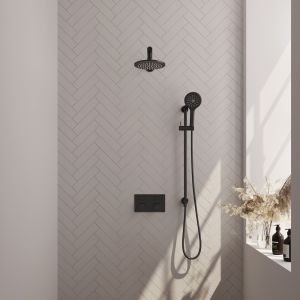 Brauer Carving 5-S-202 thermostatische inbouw regendouche met drukknoppen SET 67 mat zwart