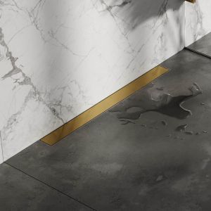 Brauer DR-MRFW70GG douchegoot met multifunctioneel rooster en flens voor wandmontage 7 x 70cm goud geborsteld PVD