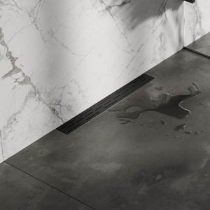 Brauer DR-SRFW60S douchegoot met standaard rooster en flens voor wandmontage 7 x 60cm mat zwart