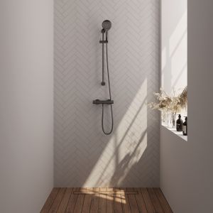 Brauer Carving 5-GM-086-2 opbouw douche thermostaatkraan SET 02 gunmetal geborsteld PVD