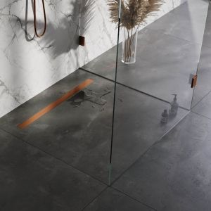 Brauer DR-MRF100GK douchegoot met multifunctioneel rooster en flens 7 x 100cm koper geborsteld PVD