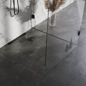 Brauer DR-SRFW60S douchegoot met standaard rooster en flens voor wandmontage 7 x 60cm mat zwart