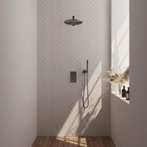 Brauer Edition 5-GM-053 thermostatische inbouw regendouche 3-weg omstelling SET 26 gunmetal geborsteld PVD