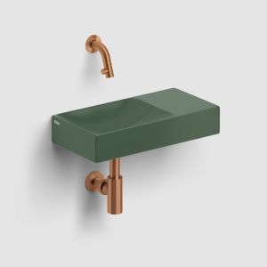 Clou Vale CL0342161R fontein 38x19cm zonder kraangat rechts mat pijnboom groen keramiek