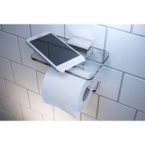 Geesa AIM 91842402 toiletrolhouder met planchet chroom