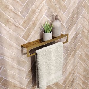 Brauer 5-GG-226 handdoekrek met planchet 40cm goud geborsteld pvd