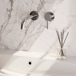 Brauer Carving 5-CE-004-B6-65 inbouw wastafelmengkraan met gebogen uitloop en rozetten model A1 chroom