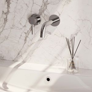 Brauer Carving 5-CE-083-B6-65 inbouw wastafelmengkraan met gebogen uitloop en rozetten model A2 chroom