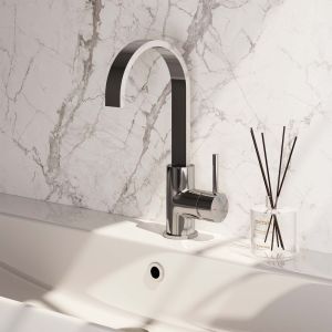 Brauer Edition 5-CE-003-S3 hoge opbouw wastafelmengkraan met draaibare platte uitloop model A chroom