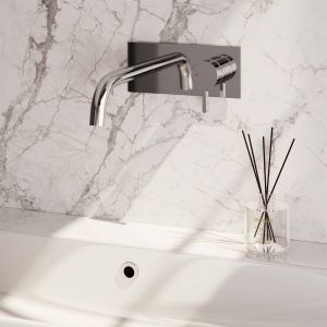 Brauer Edition 5-CE-004-B1 inbouw wastafelmengkraan met gebogen uitloop en afdekplaat model E1 chroom