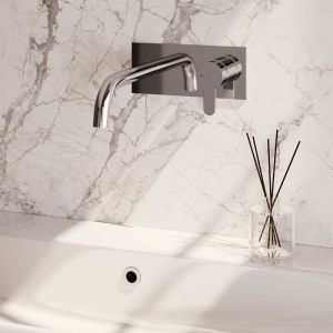 Brauer Edition 5-CE-004-B4 inbouw wastafelmengkraan met gebogen uitloop en afdekplaat model D1 chroom