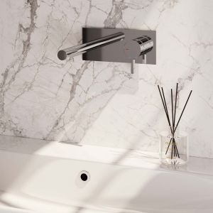 Brauer Edition 5-CE-004-S1 inbouw wastafelmengkraan met rechte uitloop en afdekplaat model E1 chroom