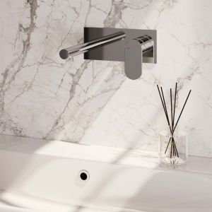 Brauer Edition 5-CE-004-S3 inbouw wastafelmengkraan met rechte uitloop en afdekplaat model C1 chroom