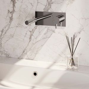 Brauer Edition 5-CE-004-S5 inbouw wastafelmengkraan met rechte uitloop en afdekplaat model B1 chroom