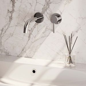 Brauer Edition 5-CE-004 inbouw wastafelmengkraan met gebogen uitloop en rozetten model A1 chroom