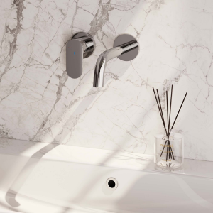 Brauer Edition 5-CE-083-B3-65 inbouw wastafelmengkraan met gebogen uitloop en rozetten model C2 chroom