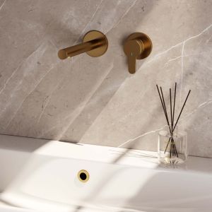 Brauer Edition 5-GG-004-S4-65 inbouw wastafelmengkraan met rechte uitloop en rozetten model D1 goud geborsteld PVD