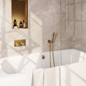 Brauer Edition 5-GG-208 thermostatische inbouw badkraan met drukknoppen SET 03 goud geborsteld PVD