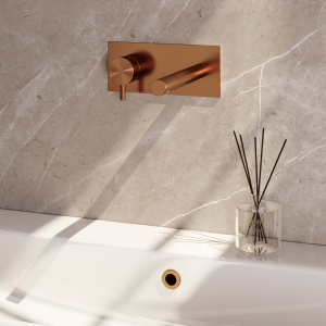 Brauer Edition 5-GK-083-S5 inbouw wastafelmengkraan met rechte uitloop en afdekplaat model B2 koper geborsteld PVD