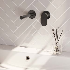 Brauer Edition 5-GM-004-S3-65 inbouw wastafelmengkraan met rechte uitloop en rozetten model C1 gunmetal geborsteld PVD